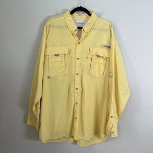 Columbia Mens XXL Omni Shade Yellow Fishing Shirt Nylon Mesh Outdoor Wear